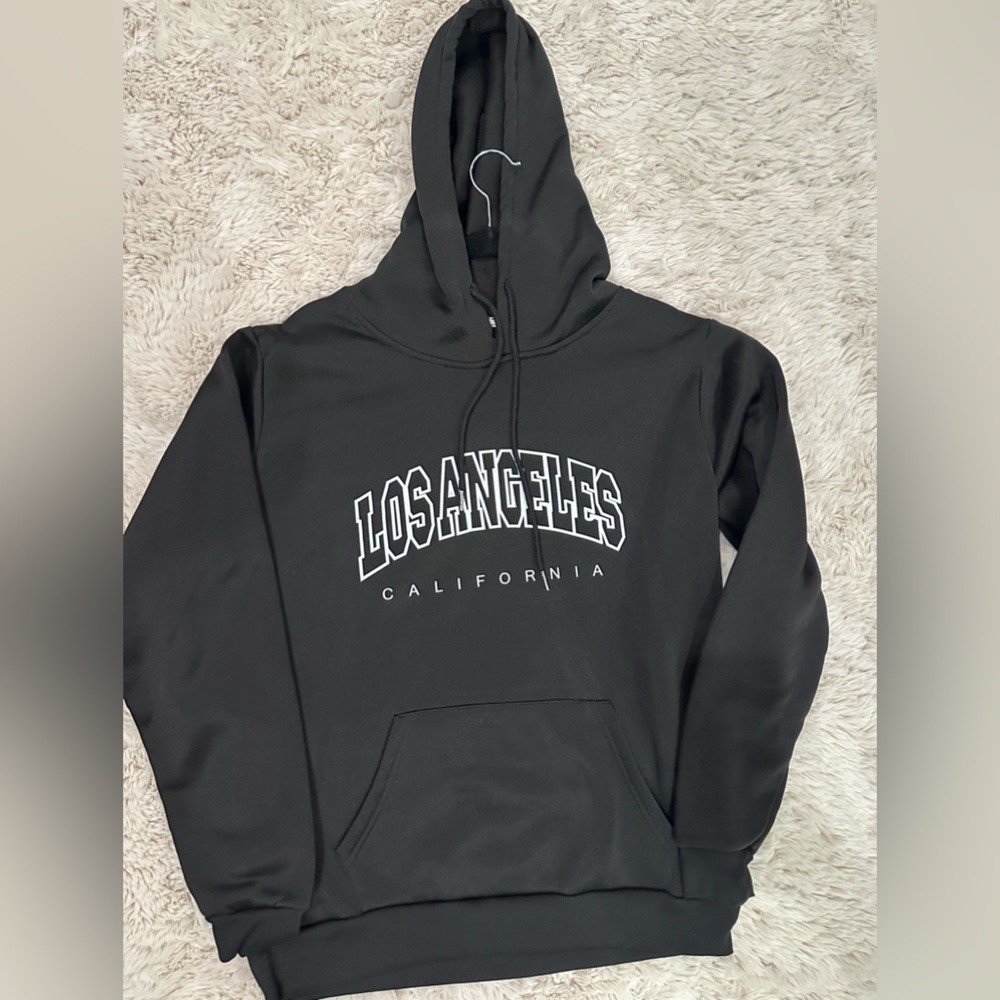 Letter Graphic Kangaroo Pocket Drawstring Thermal Hoodie
